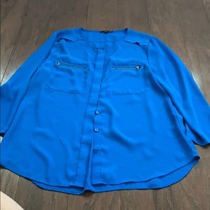 Harve Bernard blue blouse long sleeve